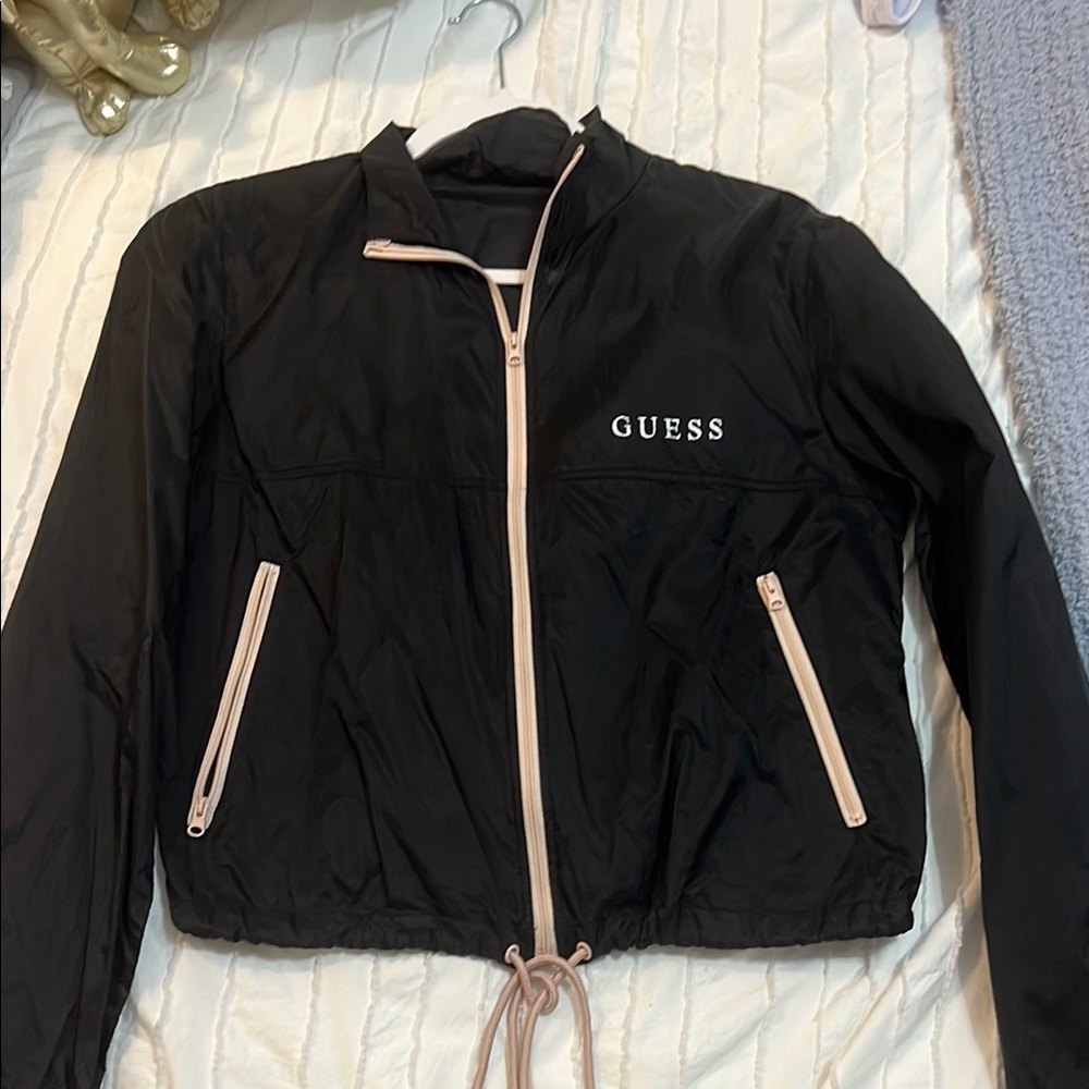 Guess Black and Pink Bomber Jacket Sporty Style